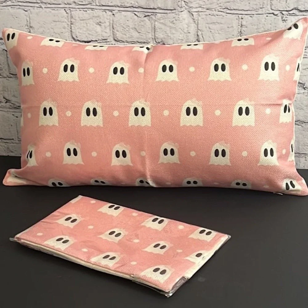 Halloween Pink Ghost Pillow Cover‎ 12